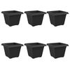 vidaXL &Scaron;tvorcov&yacute; črepn&iacute;k na kvety 6 pcs Čierna 43 x 43 x 33,5 cm Plast