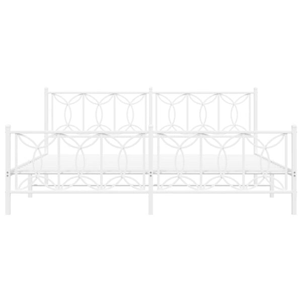 vidaXL Kovový rám postele s čelom a podnožkou biely 193x203 cm