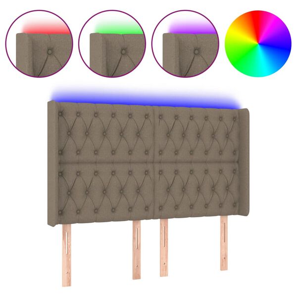 vidaXL Čelo postele s LED sivohned&eacute; 163x16x118/128 cm l&aacute;tka