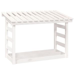 vidaXL Stojan na palivov&eacute; drevo biely 108x64,5x78 cm mas&iacute;vna borovica