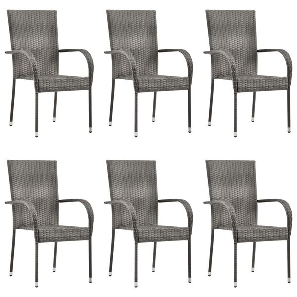 vidaXL 7-dielna záhradná jedálenská súprava polyratanová sivá