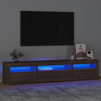vidaXL TV skrinka s LED svetlami hnedý dub 195x35x40 cm