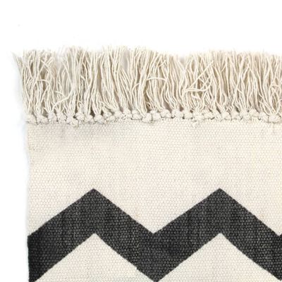 vidaXL Kilim koberec čierno-biely 120x180 cm bavlnený vzorovaný