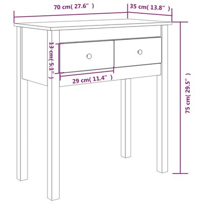 vidaXL Konzolový stolík 70x35x75 cm masívne borovicové drevo