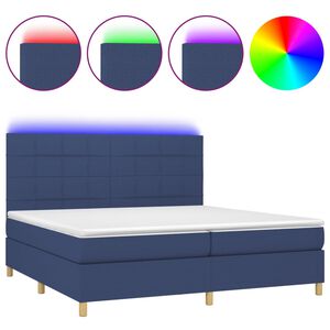 vidaXL Posteľ boxsping s matracom a LED modr&aacute; 200x200 cm l&aacute;tka