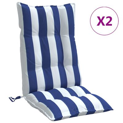 vidaXL Podušky na stoličky s vysokým operadlom 2 ks modro-biele látka