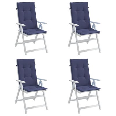 vidaXL Vankúše na stoličky s vysokým operadlom 4 ks námor. modré látka