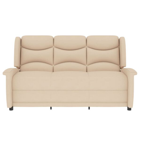 vidaXL 3-miestne sklápacie masážne kreslo, krémové, látka