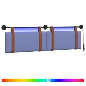 vidaXL Z&aacute;vesn&eacute; čelo postele S LED svetlom Modr&aacute; dž&iacute;novina Antik PU