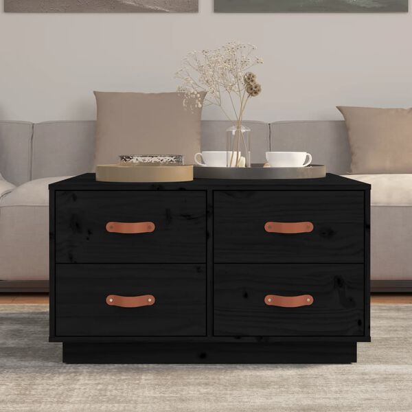 vidaXL Konferenčn&yacute; stol&iacute;k čierny 80x80x45 cm borovicov&yacute; mas&iacute;v