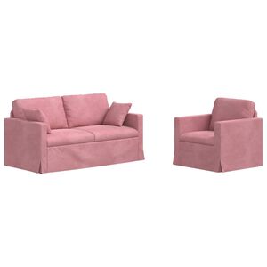 vidaXL Sada pohoviek 2 pcs Ružov&aacute; 158 x 78 x 80 cm Zamat