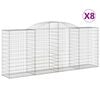 vidaXL Obl&uacute;kov&eacute; gabionov&eacute; ko&scaron;e 8 ks 300x50x120/140 cm pozink. železo