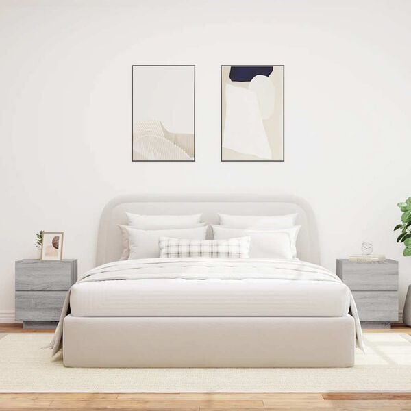 vidaXL Nočn&eacute; stol&iacute;ky s LED svetlami 2 ks siv&aacute; sonoma kompozitn&eacute; drevo