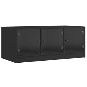 vidaXL Konferenčn&yacute; stol&iacute;k so sklenen&yacute;mi dvierkami čierny 102x50x42 cm