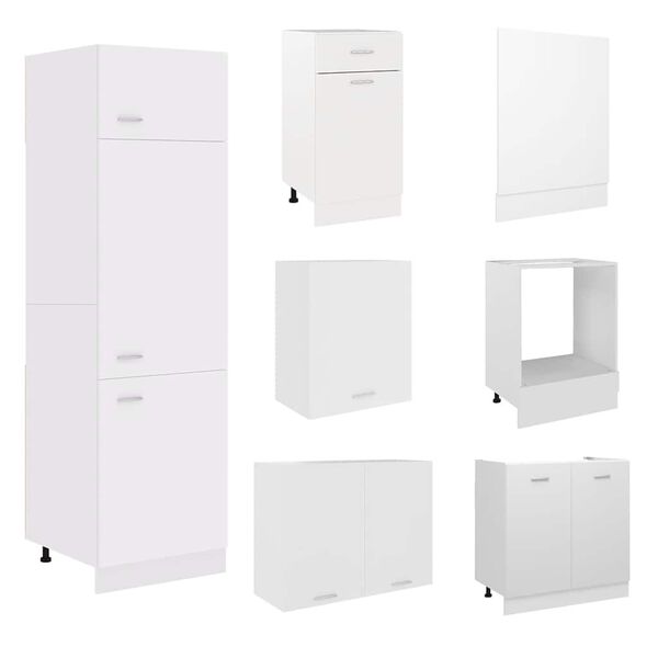 vidaXL 7-dielna sada kuchynsk&yacute;ch skriniek Lyon biela drevotrieska