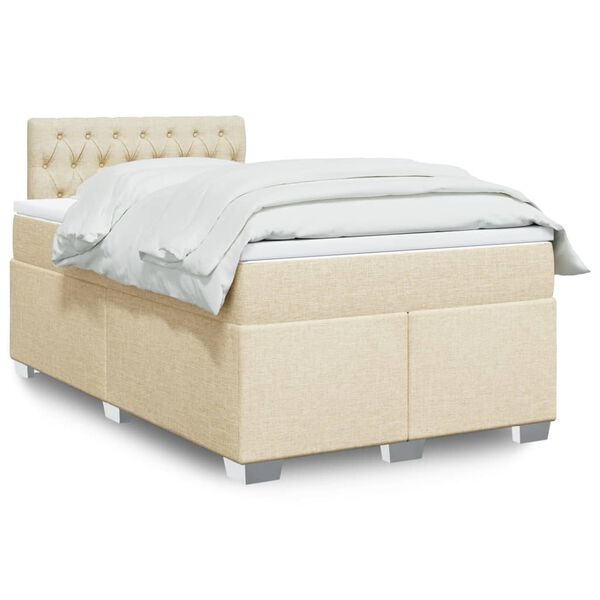 vidaXL Boxspring posteľ s matracom kr&eacute;mov&yacute; 120x200 cm l&aacute;tka