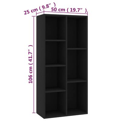vidaXL Knižnica, čierna 50x25x106 cm, kompozitné drevo