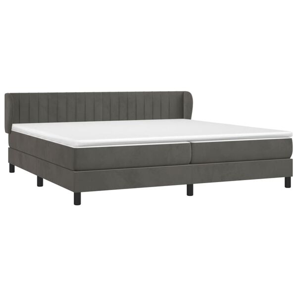 vidaXL Posteľn&yacute; r&aacute;m boxspring s matracom tmavosiv&yacute; 200x200 cm zamat