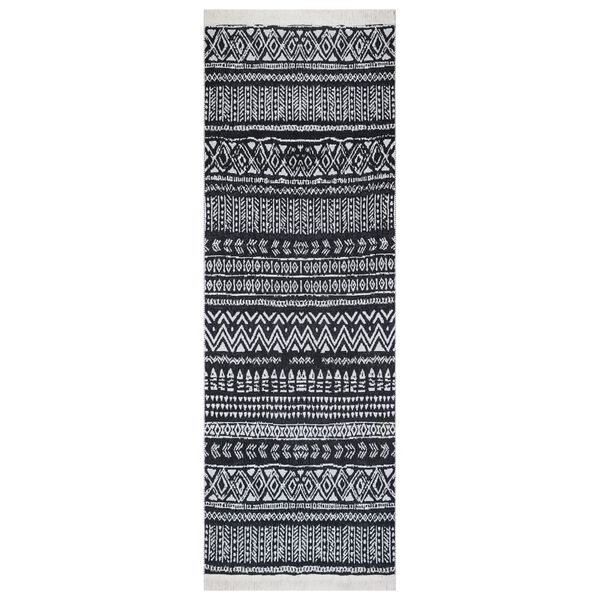 vidaXL Koberec čierny a biely 100x300 cm bavlna
