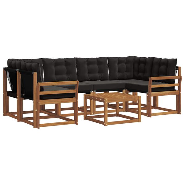 vidaXL Z&aacute;hradn&aacute; s&uacute;prava gaučov s vank&uacute;&scaron;om 7 pcs Pr&iacute;rodn&aacute; a čierna