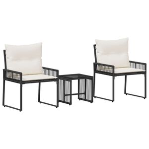 vidaXL Z&aacute;hradn&yacute; n&aacute;bytok 7 pcs Čierna a kr&eacute;mov&aacute; biela polyratan