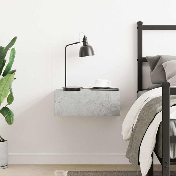 vidaXL Nástenný nočný stolík, betónový 40x30x15 cm, kompozitné drevo