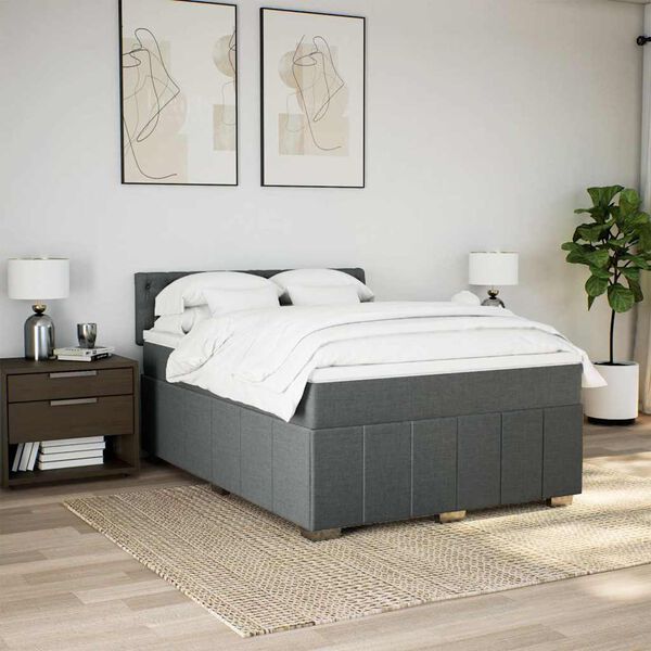vidaXL Boxspring posteľ s matracom tmavosiv&aacute; 140x200 cm l&aacute;tka