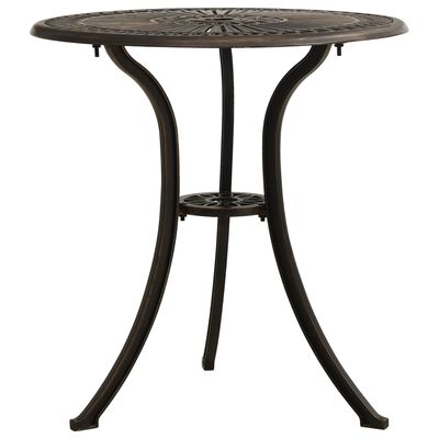 vidaXL Záhradný stôl bronzový 62x62x65 cm liaty hliník