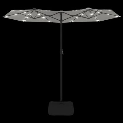 vidaXL Slnečník s dvojitou strieškou a LED pieskovo biely 316x240 cm