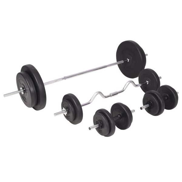 vidaXL Súprava závaží a tyčí barbell a dumbbell, 90 kg