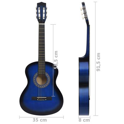vidaXL 8-dielna klasická gitarová sada pre deti a začiatočníkov modrá 3/4 36"