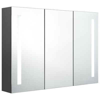 vidaXL LED kúpeľňová zrkadlová skrinka 89x14x62 cm sivá