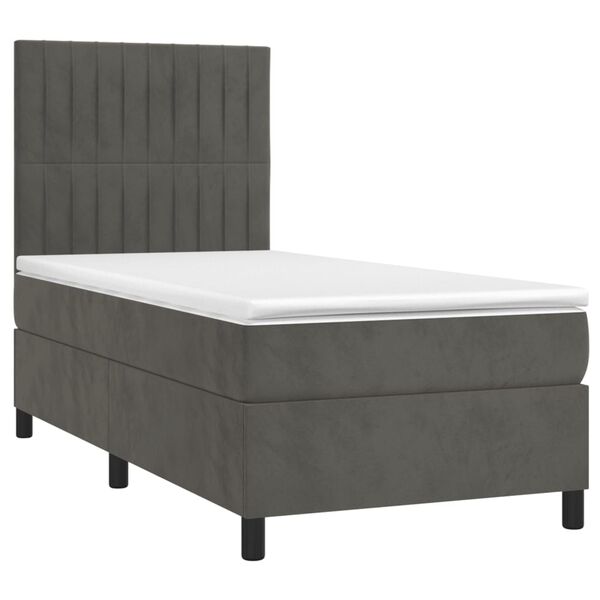 vidaXL Posteľn&yacute; r&aacute;m boxspring s matracom tmavosiv&yacute; 80x200 cm zamat