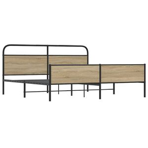 vidaXL Kovov&yacute; posteľn&yacute; r&aacute;m bez matraca dymov&yacute; dub 193x200 cm