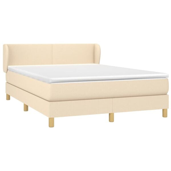 vidaXL Boxspring posteľ s matracom kr&eacute;mov&yacute; 140x190 cm l&aacute;tka