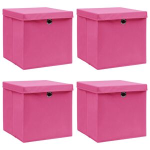 vidaXL &Uacute;ložn&eacute; boxy s vekom 4 ks, ružov&eacute; 32x32x32 cm, l&aacute;tka
