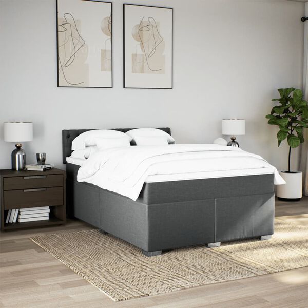 vidaXL Boxspring posteľ s matracom tmavosiv&aacute; 160x200 cm l&aacute;tka