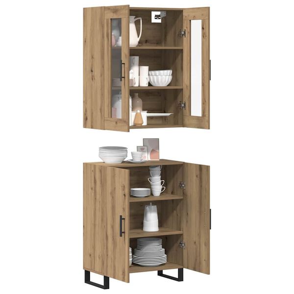 vidaXL Highboard 2 pcs dub artisan Kompozitn&eacute; drevo