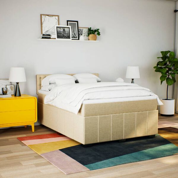 vidaXL Posteľn&yacute; r&aacute;m boxspring s matracom kr&eacute;mov&yacute; 160x200 cm l&aacute;tka