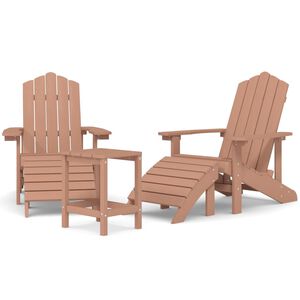vidaXL Z&aacute;hradn&eacute; stoličky Adirondack s podnožkou a stol&iacute;kom HDPE hned&eacute;