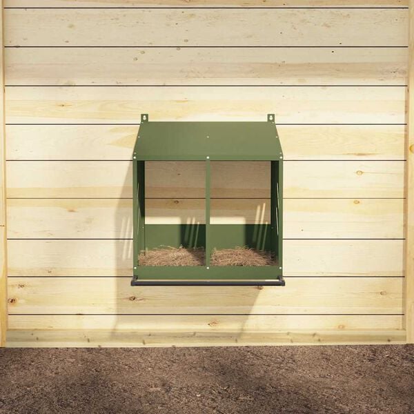 vidaXL Hniezdo pre kurčat&aacute; s 2 priehradkami, olivovo zelen&yacute; kov
