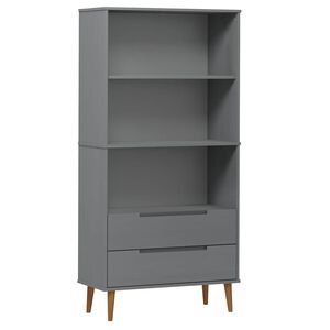 vidaXL Knižnica MOLDE, siv&aacute; 85x35x170,5 cm, borovicov&yacute; mas&iacute;v