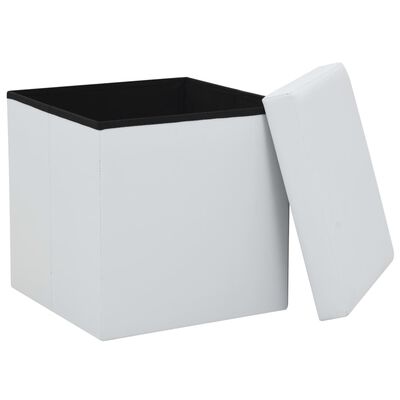 vidaXL Skladacie úložné taburetky 2 ks biele umelá koža