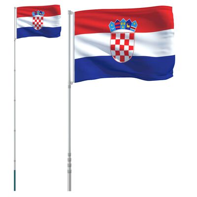 vidaXL Vlajka Chorvátska a tyč 5,55 m hliník