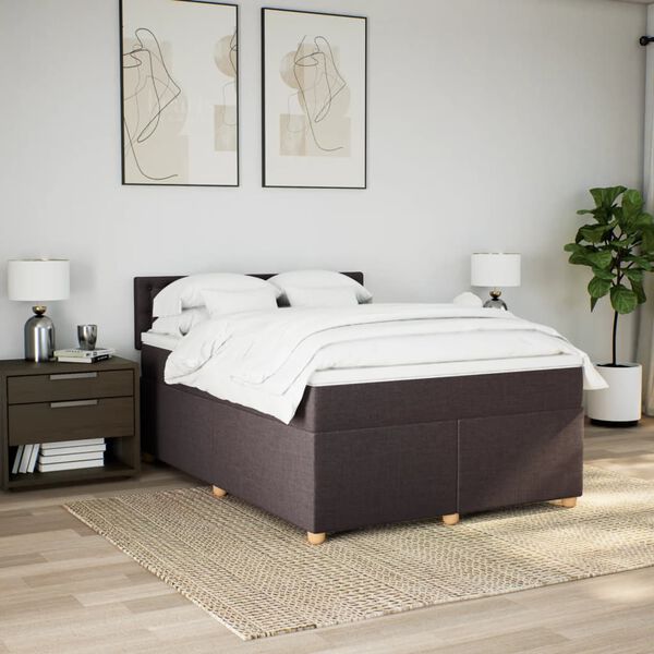 vidaXL Boxspring posteľ s matracom tmavohned&aacute; 140x200 cm l&aacute;tka