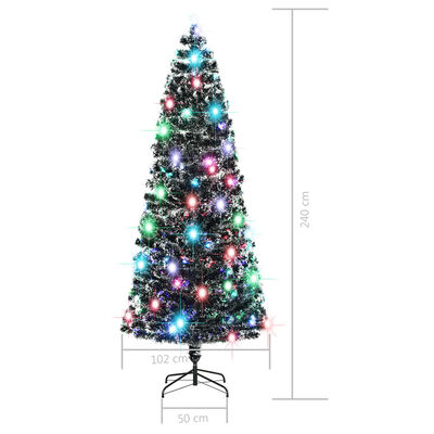 vidaXL Osvetlený vianočný stromček so stojanom 240 cm, optické vlákno