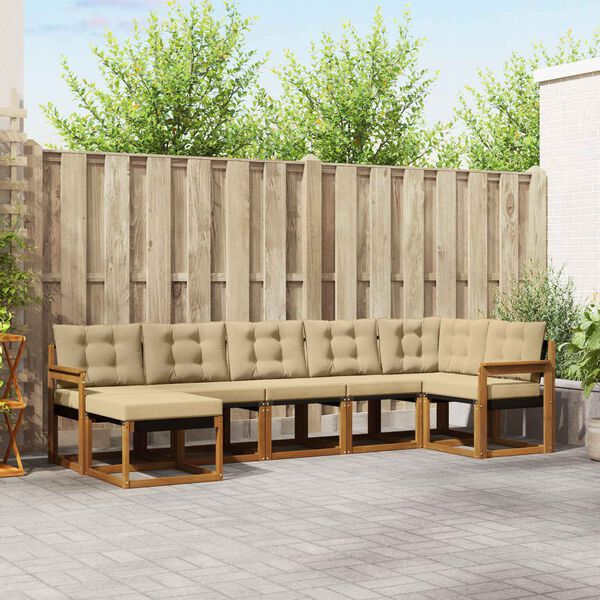 vidaXL Z&aacute;hradn&aacute; s&uacute;prava gaučov s vank&uacute;&scaron;om 7 pcs Pr&iacute;rodn&aacute; a b&eacute;žov&aacute;