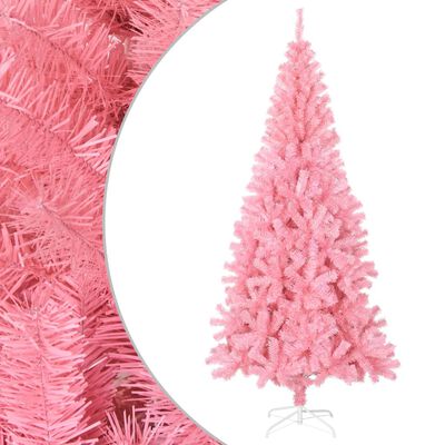 vidaXL Umelý vianočný stromček so stojanom ružový 210 cm, PVC