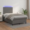 vidaXL Boxspring posteľ s matracom a LED, siv&aacute; 120x190 cm, umel&aacute; koža