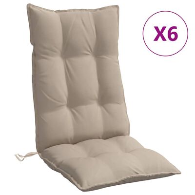 vidaXL Podušky na stoličky s vysokým operadlom 6 ks sivohnedé látka